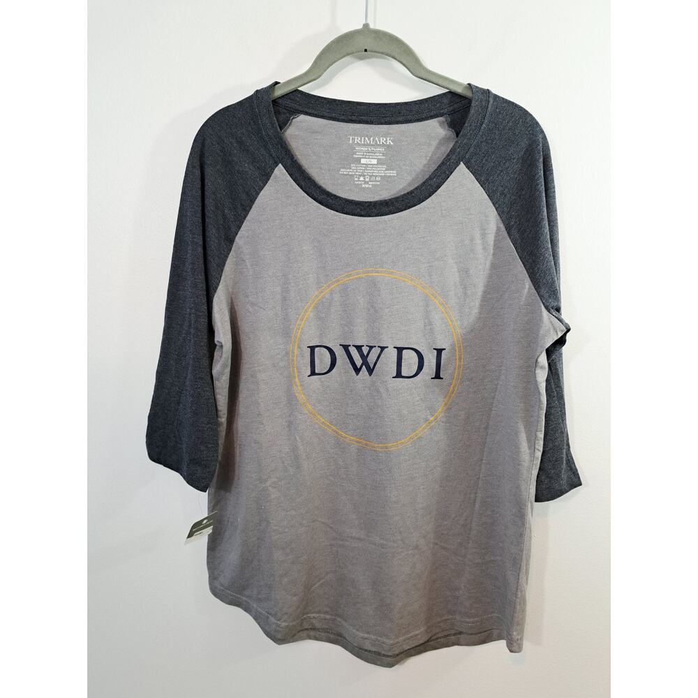 Trimark New! Gray Raglan Tee DWDI Graphic In Size Large
